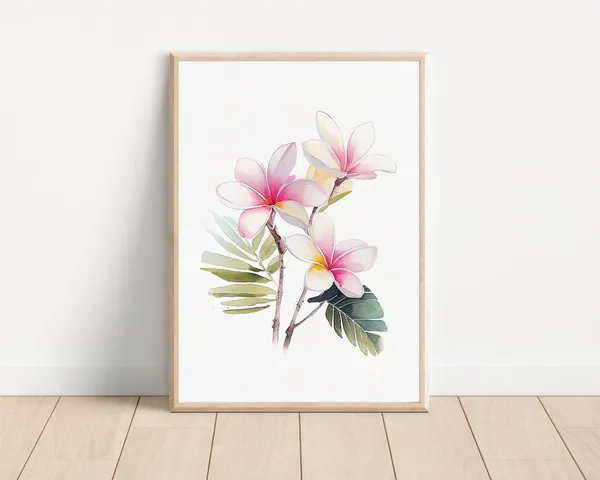 Plumeria Watercolor Art Print, Hawaii Boho Decor