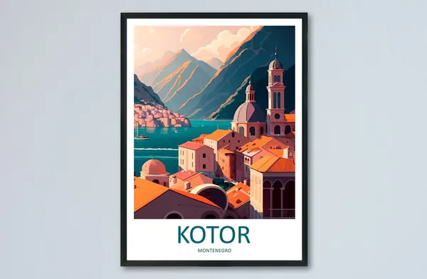 Kotor Landscape Art Print, Montenegro Wall Art