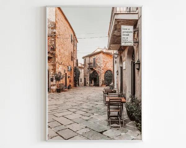 Italy Street Pastel Travel Poster, Europe Wall Art