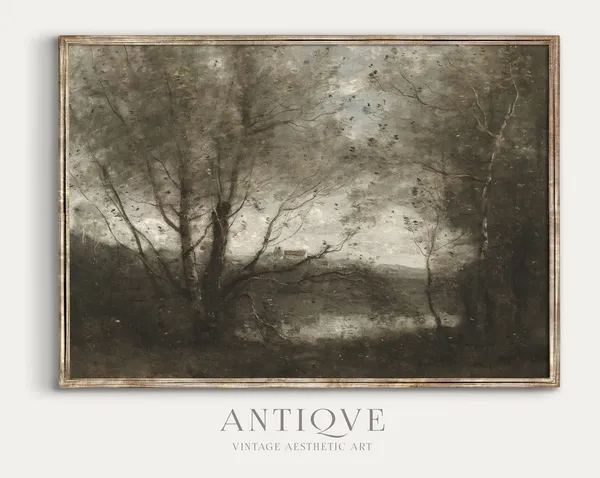 Moody Vintage French Country Forest Spring Art Print