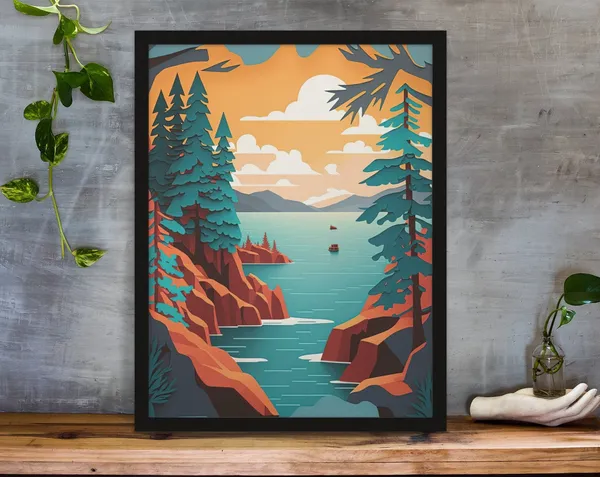 Lake Superior, Minnesota Scenic Travel Poster