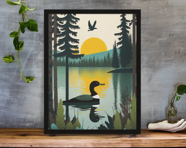 Vintage Loon Nature Lake House Wall Art Print