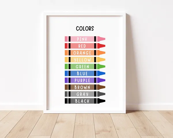 Colors Educational Poster, Preschool Classroom Art Print