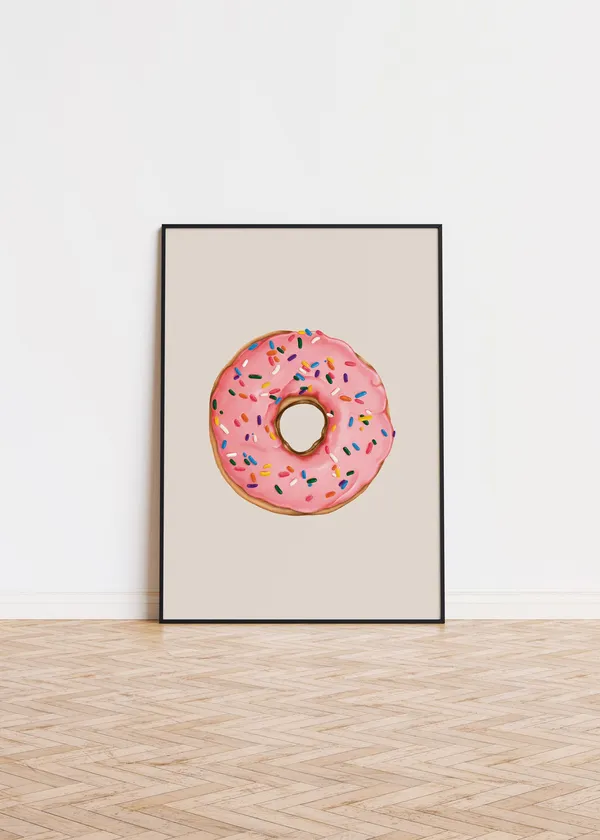 Donut Poster Art Print, Food and Drink Decor