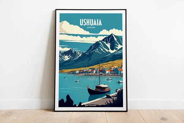 Ushuaia Travel Poster, Argentina Wall Art Print