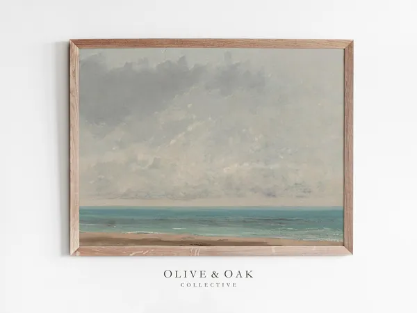 Muted Coastal Seascape, Vintage Ocean Art Print