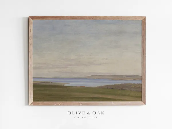 Coastal Farmhouse Vintage Seaside Painting, Art Print