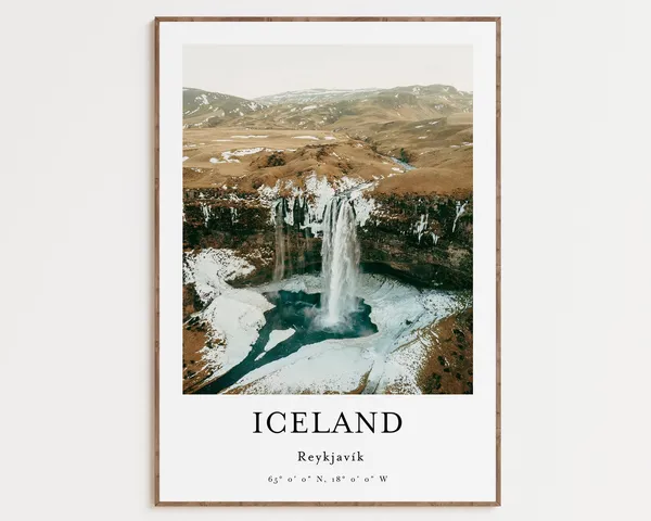 Iceland Reykjavik Travel Poster, Landscape Art Print