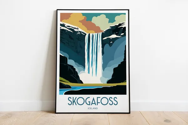 Skogafoss Iceland Travel Print Gift For Iceland Travel Poster