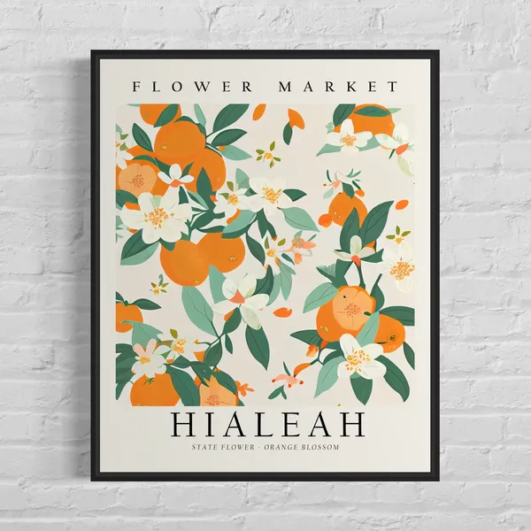 Hialeah Florida Flower Market Art Print, Botanical Pastel