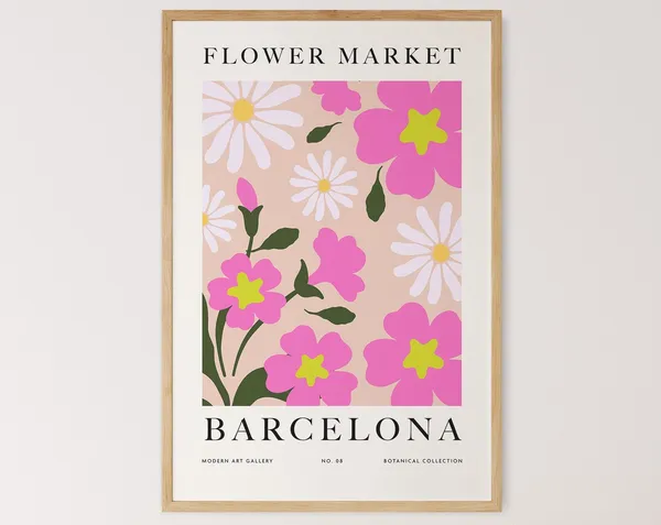 Flower Market Barcelona Art Print, Botanical Decor