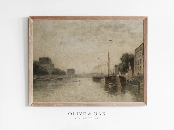 Paris Canal Vintage Cityscape Art Print