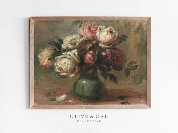 Vintage Roses Painting, Floral Art Print