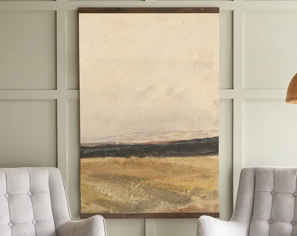 Abstract Prairie Landscape, Neutral Poster Print