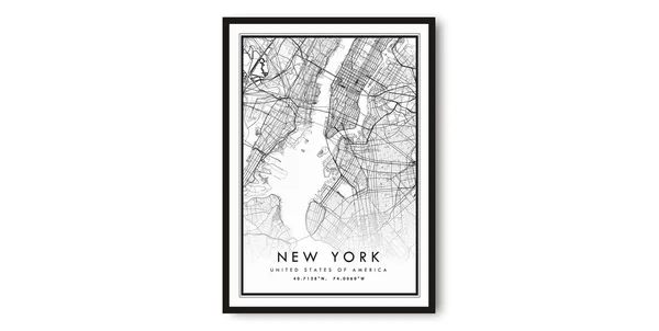 New York Minimalist Map, Travel Poster