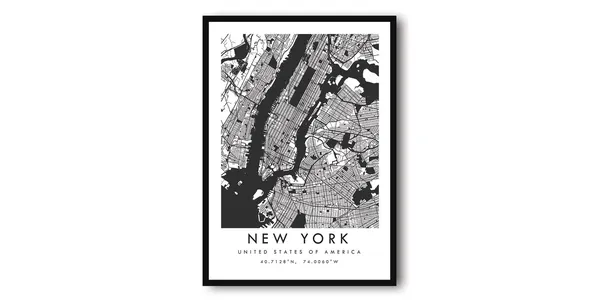 New York Minimalist Map Art Print, NYC Decor