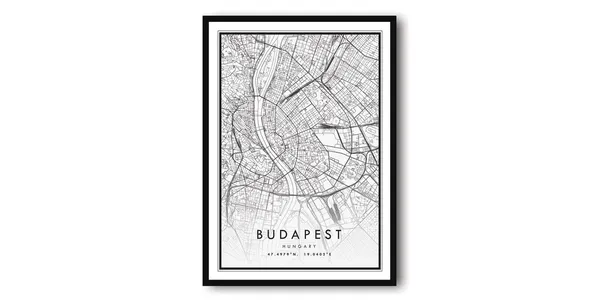 Budapest Map Art Print, Minimalist Hungary Poster