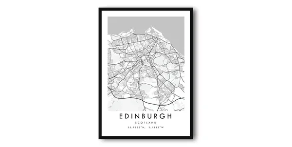 Edinburgh Scotland Map, Minimalist City Art Print