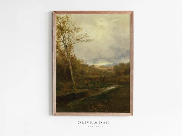 Autumn Landscape Painting, Vintage Country Art Print