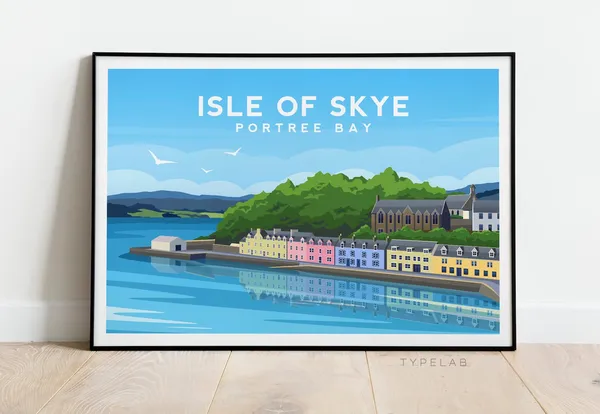 Isle Of Skye Travel Poster, Portree Bay Wall Art