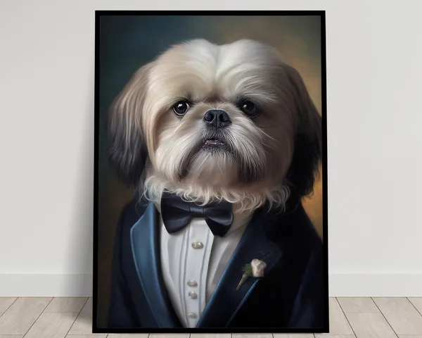 Shih Tzu in a Tuxedo Portrait Art Print