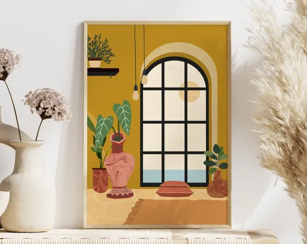Botanical Vase Art Print, Bathroom Decor