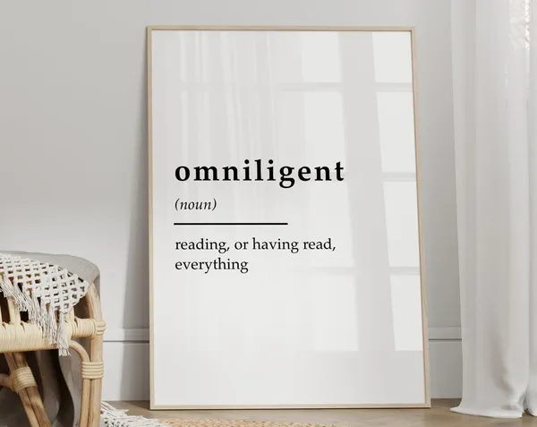 Reading Definition Literary Poster, Bookish Gift