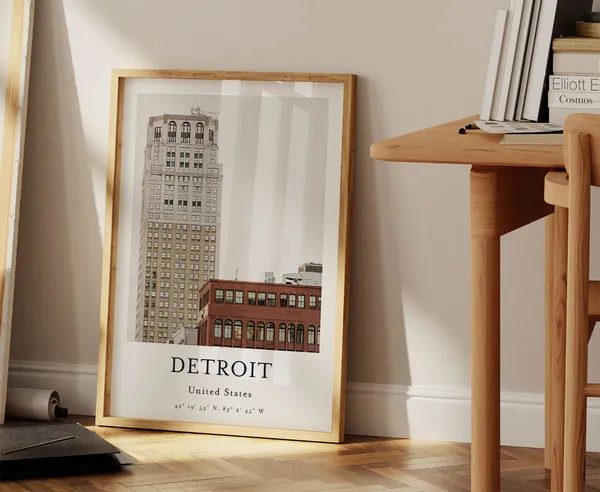 Detroit Travel Poster, City Photo Art Print