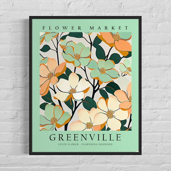 Greenville North Carolina Flower Market Art Print