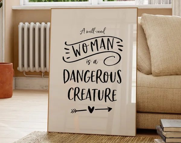 Well Read Woman Quote Print, Bookish Wall Art