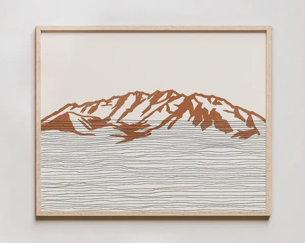 Mount Timpanogos Boho Travel Poster, Utah Outline
