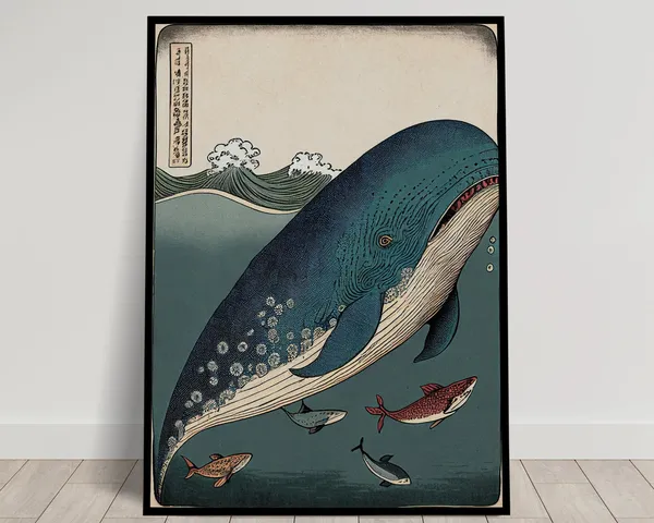 Whale And Fish Ukiyo-E Art Print