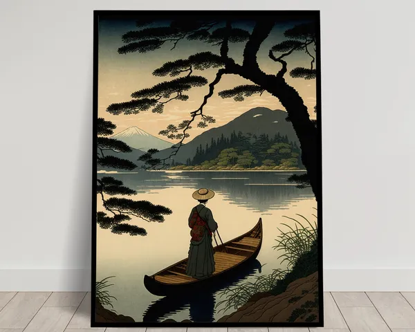 Japanese Lake Ukiyo-E Boat Ride Art Print