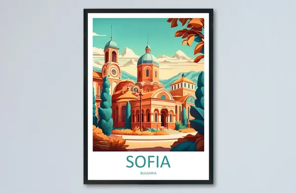 Sofia, Bulgaria Travel Poster, St Alexander Nevsky Cathedral