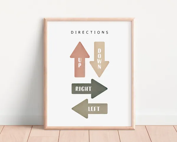 Educational Directions Poster, Neutral Playroom Decor