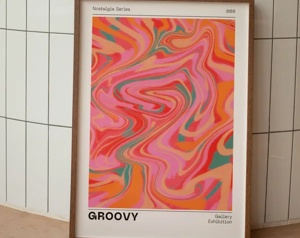 Groovy Euphoria Aura Poster, Retro Gradient Art Print