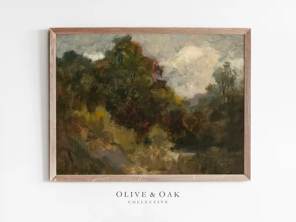 Antique Landscape Painting, Vintage Art Print