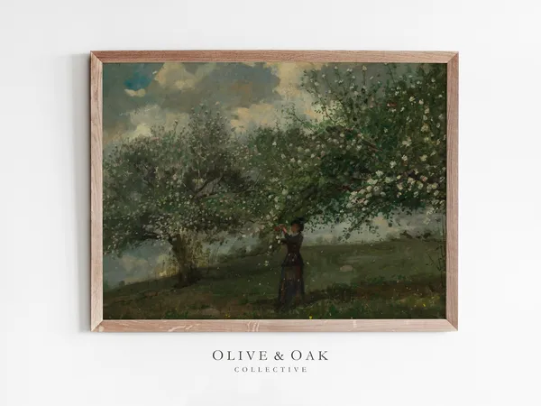 Spring Landscape - Vintage Farmhouse Art