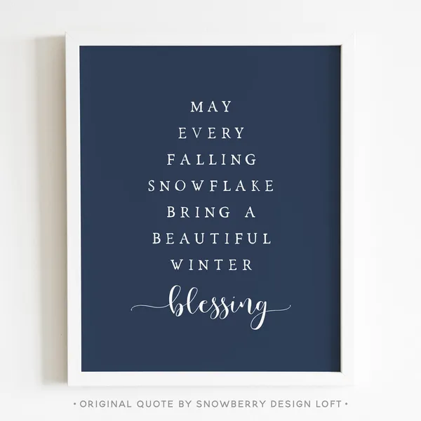 Winter Blessing Quote Minimalist Christmas Art Print
