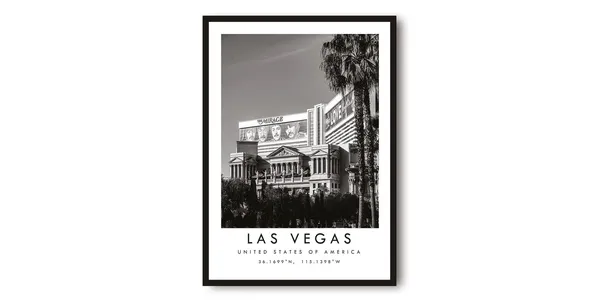 Las Vegas Black and White Nevada Travel Poster