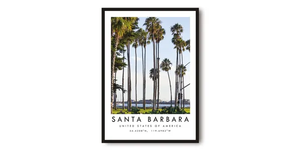 Santa Barbara Travel Poster, Holiday Fine Art Print