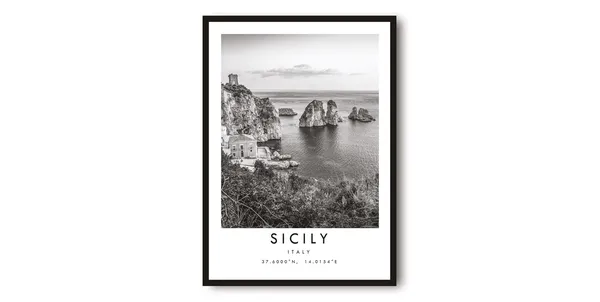 Sicily Travel Poster, Italy Minimalist Wall Art