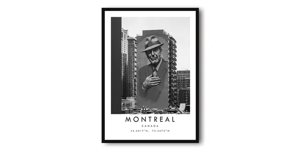 Montreal Black And White Minimalist Travel Poster