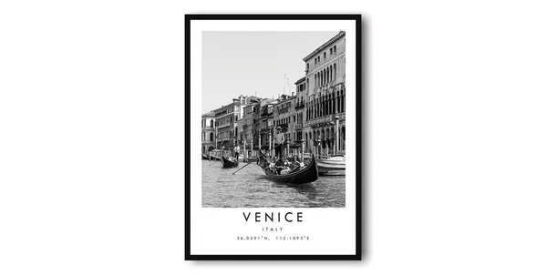 Venice Travel Print, Minimalist Black and White