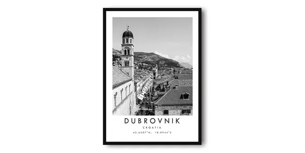 Dubrovnik Black And White Travel Poster