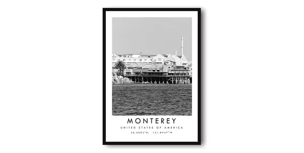 Monterey Black and White Travel Poster Art Print