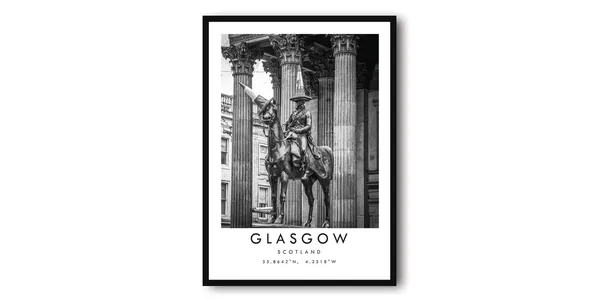 Glasgow Scotland Black And White Travel Poster