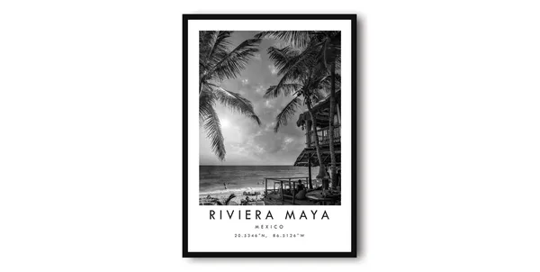 Riviera Maya Black and White Travel Poster
