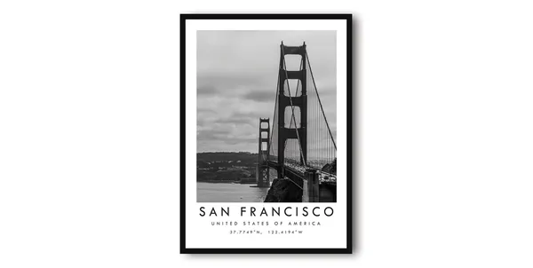 San Francisco Golden Gate Bridge Black and White Art Print