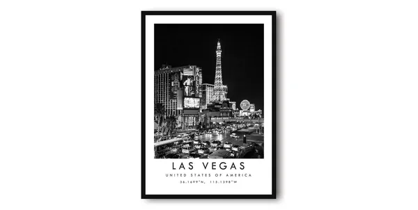 Las Vegas Black And White Cityscape Art Print